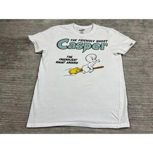 Casper Graphic T-Shirt Mens Medium White The Friendliest Ghost Around Cartoon